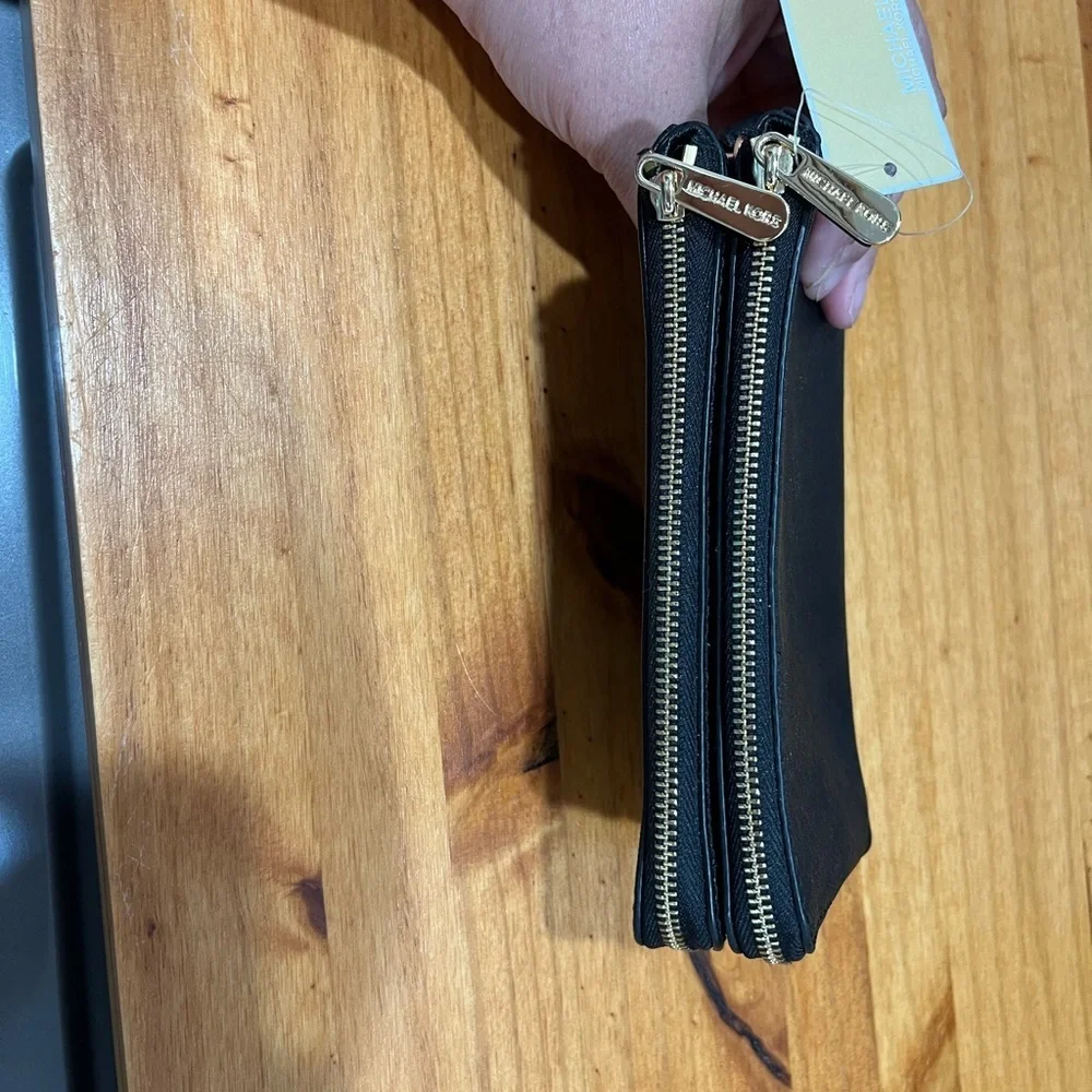 Michael Kors Black Leather Jet Set Wristlet NWT
